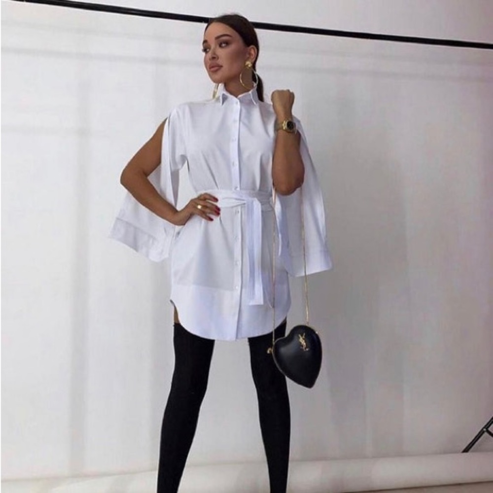 Button-Up Shirt Belted Mini Women Dress